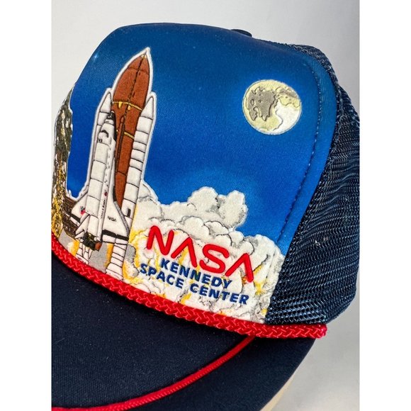 Kandi Tops NASA Kennedy Space Center Mesh Back Trucker Cap OS Adjustable Blue - Picture 3 of 16